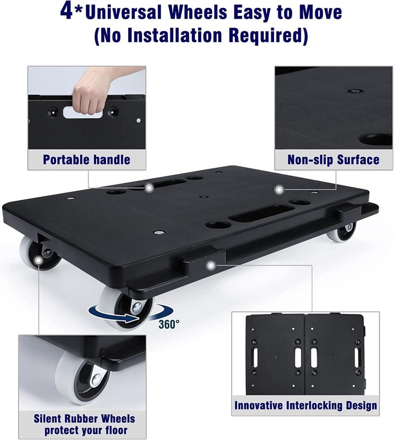 Insdawn Furniture Dolly, 4 Pack Furniture Movers with Wheels, 500 Lbs Capacity, Moving Dolly Heavy Duty, Connectable Dollies with Wheels, Black - Image 3
